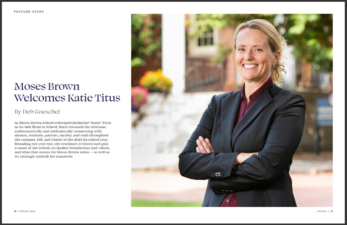 Katie Titus, Head of Moses Brown School, Feature Cupola Magazine article